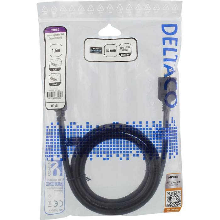 HDMI-kabel Deltaco High-Speed Svart 1,5 Meter