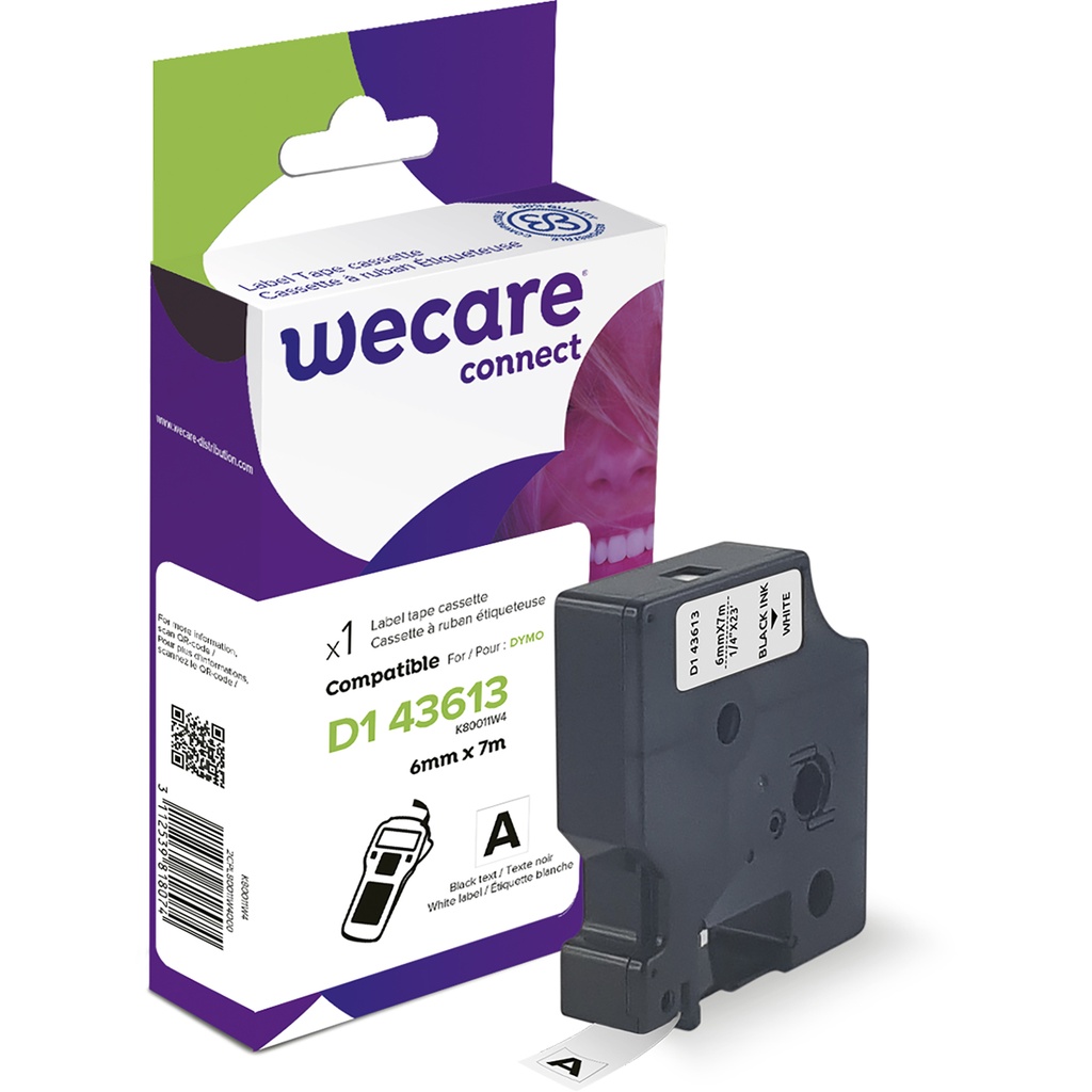 Märkband Wecare D1 svart/vit 6mm