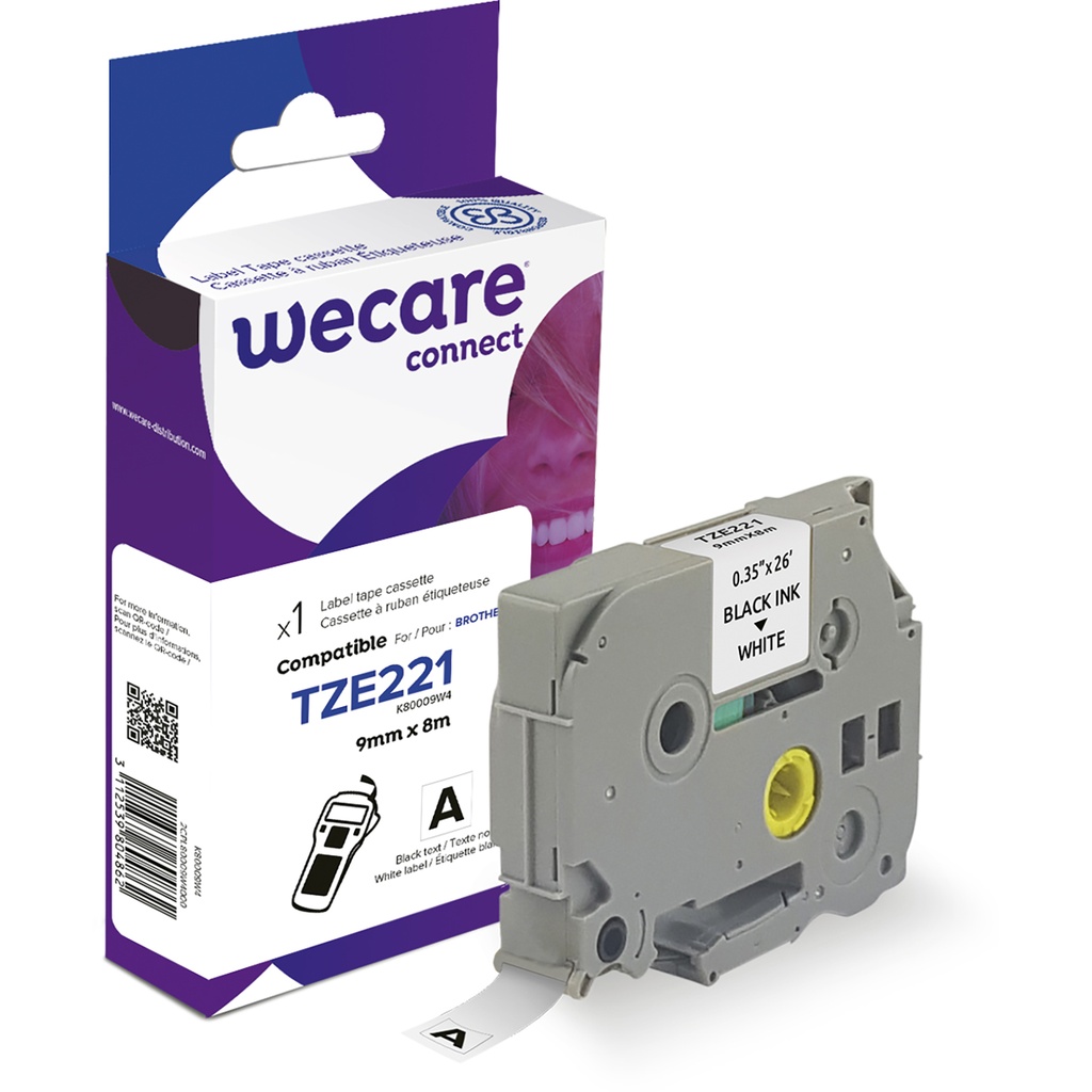 Märkband Wecare TZe 9mm sv/vit