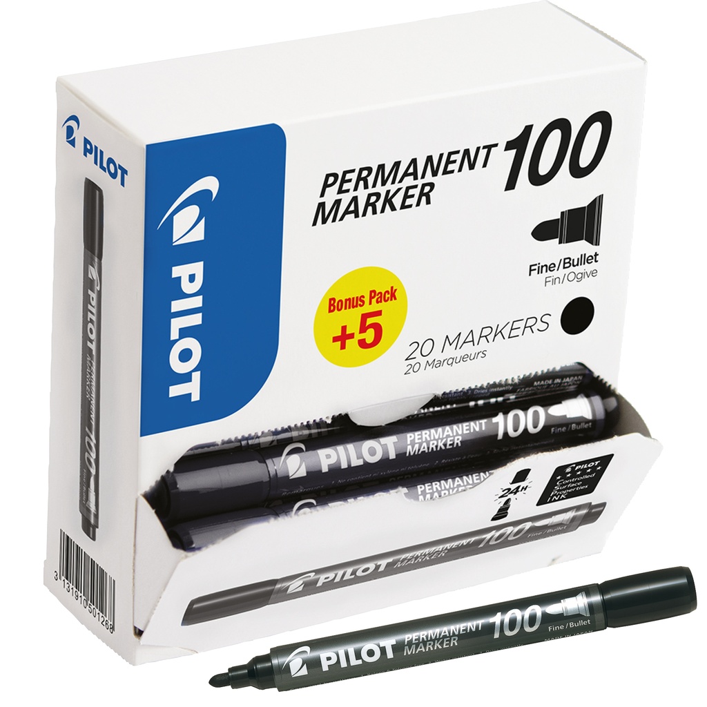 Märkpenna Pilot 100 svart 20fp