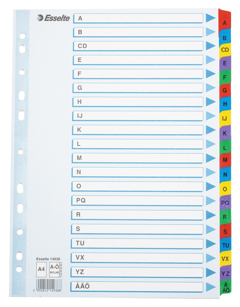 Register Esselte Mylar A4 A-Ö