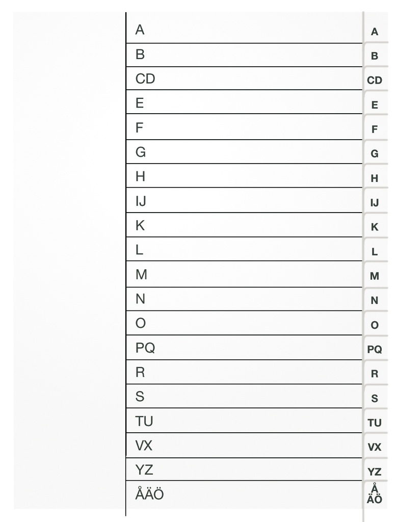 Register vit PP  A4 A-Ö