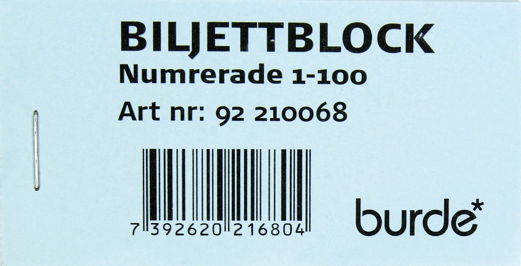 Biljettblock 1-100 blå