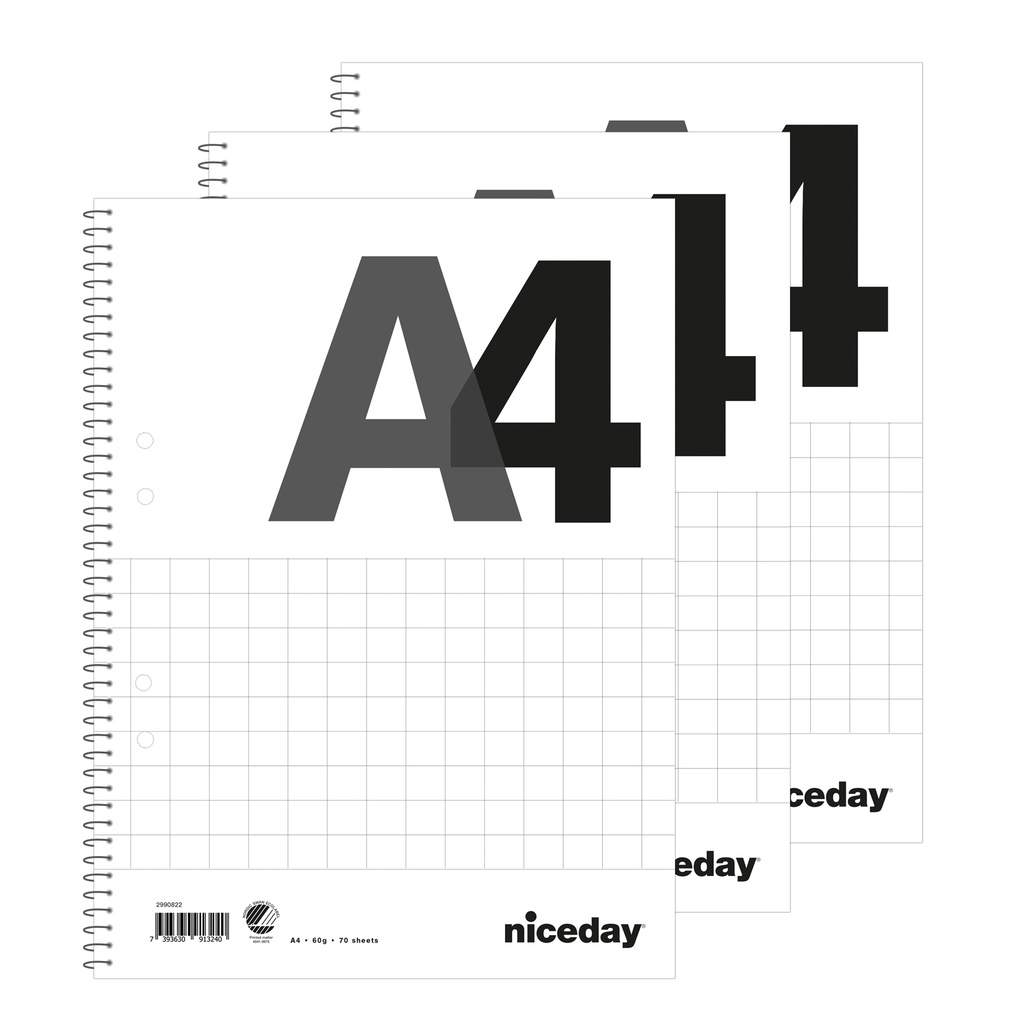 Kollegieblock A4 rut 60g 3/fp