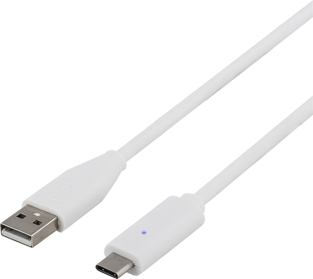 USB-C - A 2.0 Deltaco vit 2m