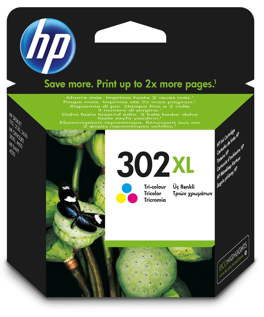 Bläck HP 302XL 3-färg 300 sido