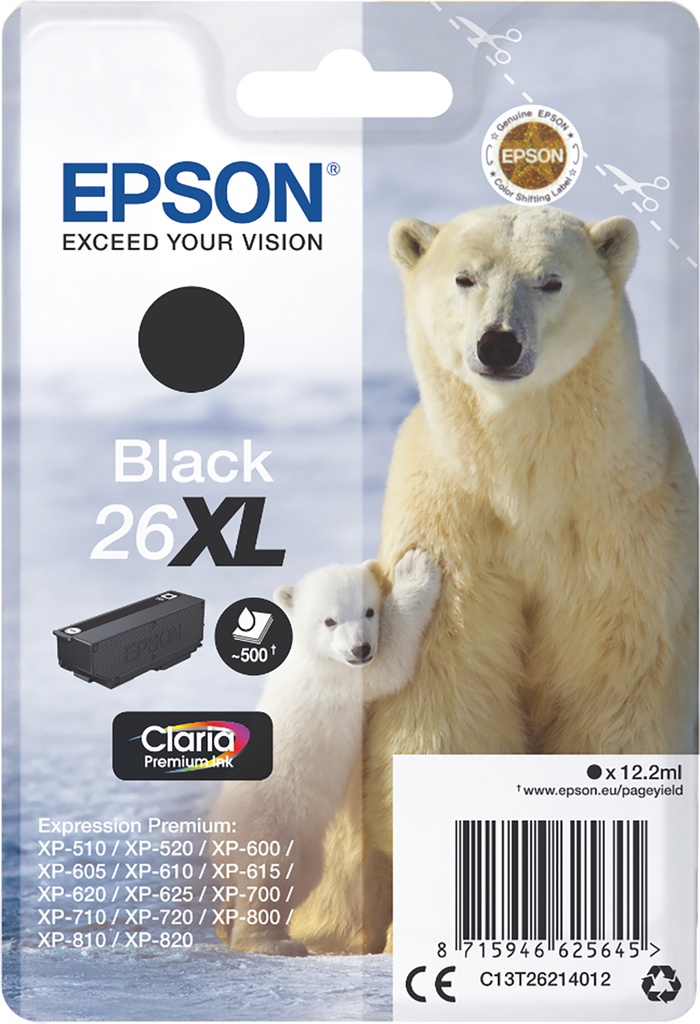 Bläck Epson 26XL svart