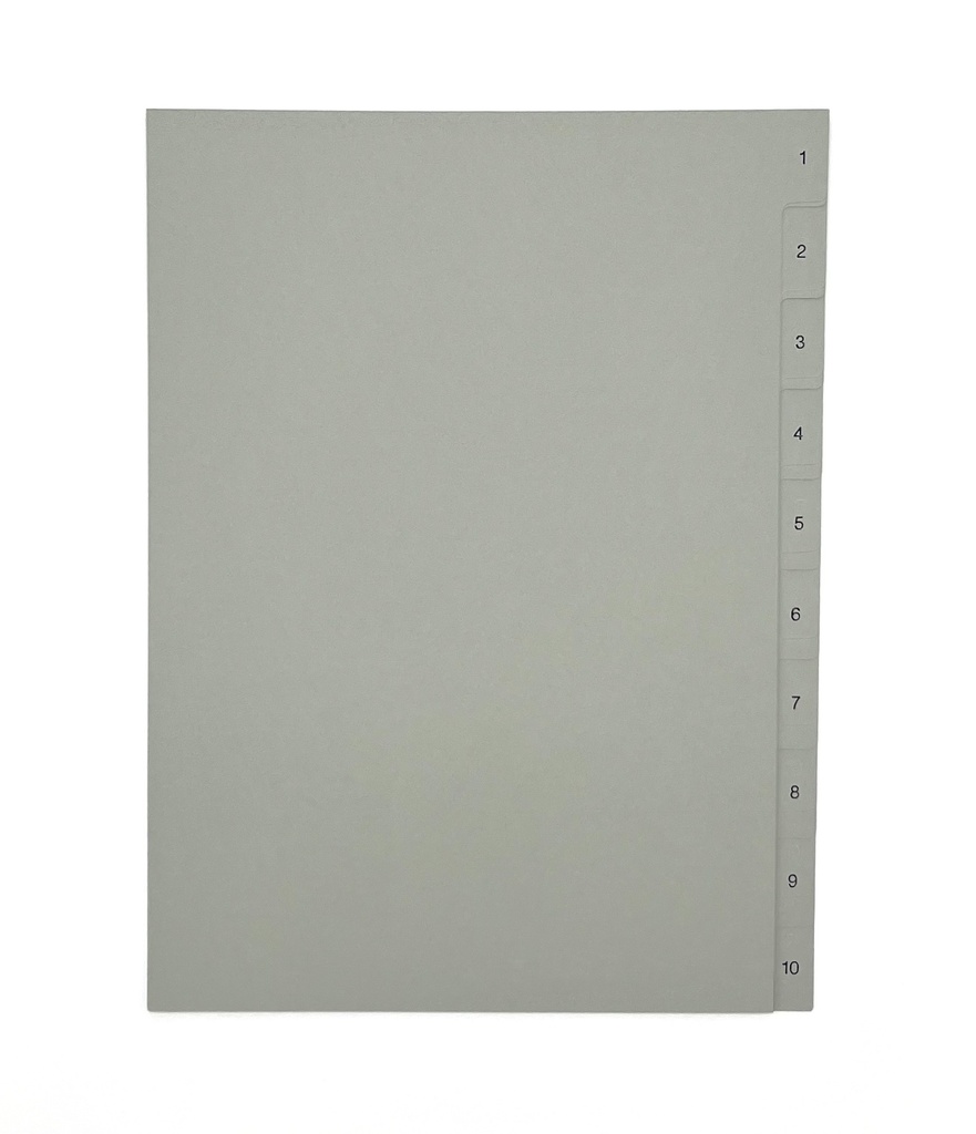 Pärmregister A4 under 1-10, grå med svart folie 15st/fp
