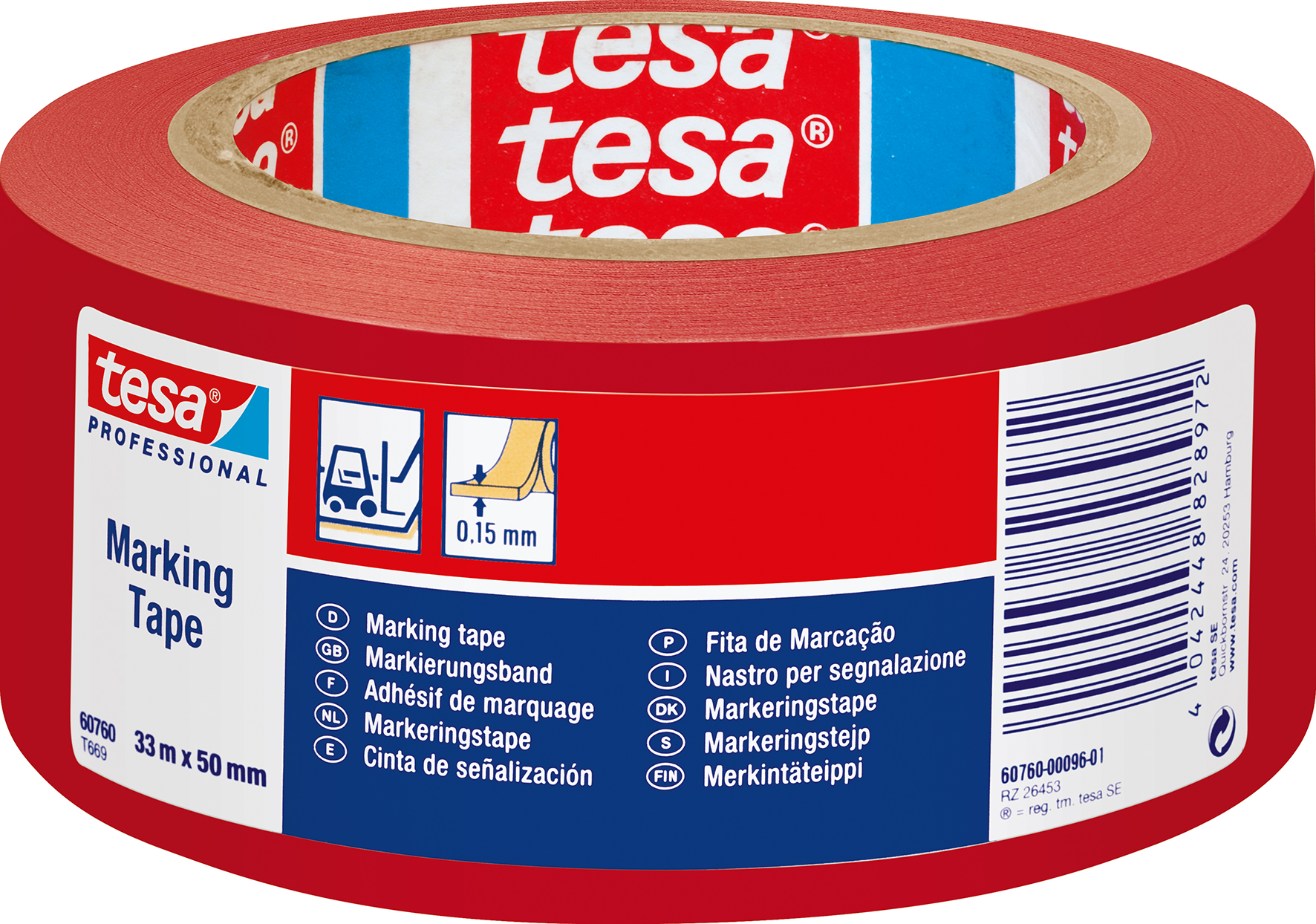 [2347932] Markeringstejp Tesa 50x33 röd