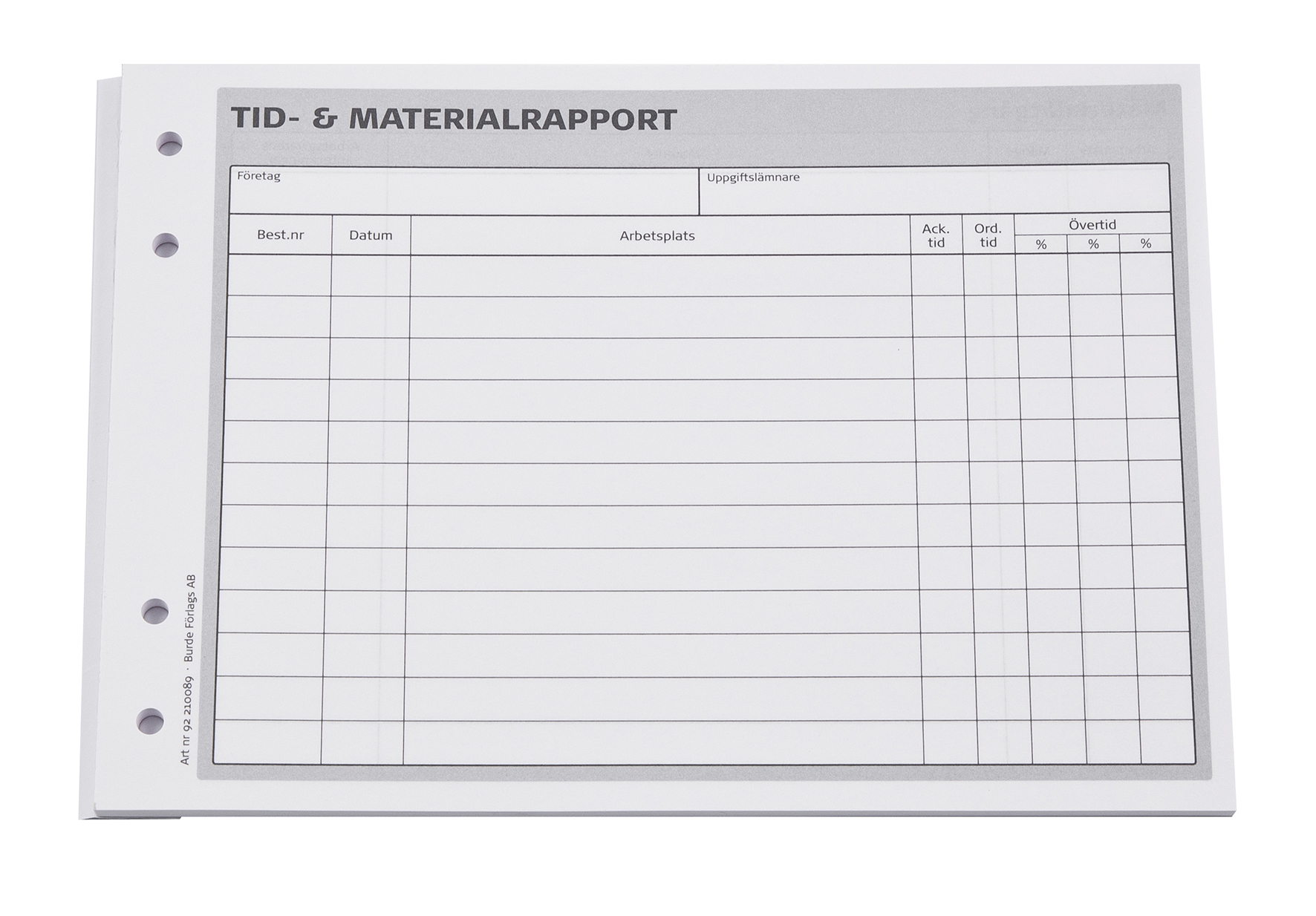 [2011142] Tid- & materialrapport A5L