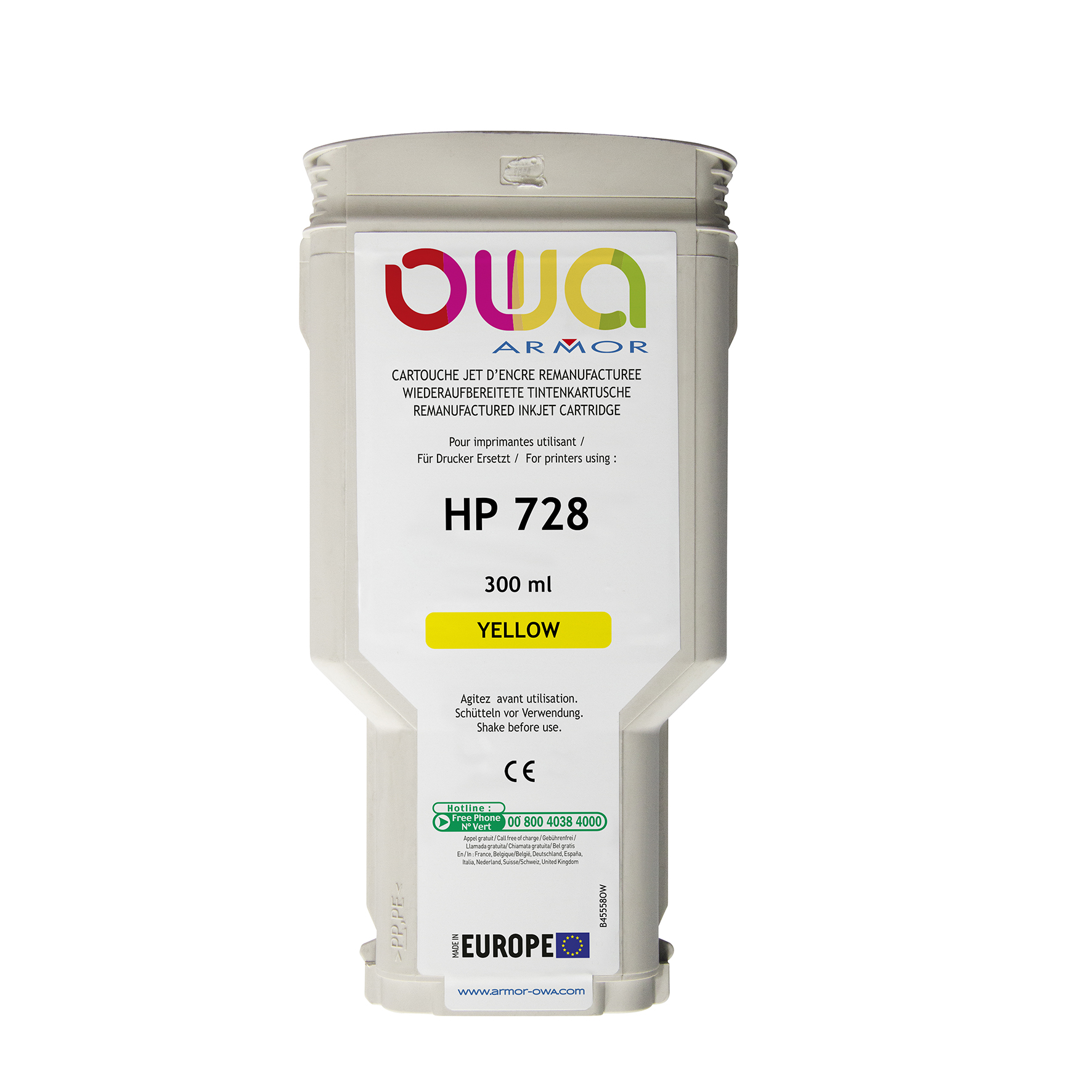 [8561267] Bläck OWA HP 728 gul 300ml