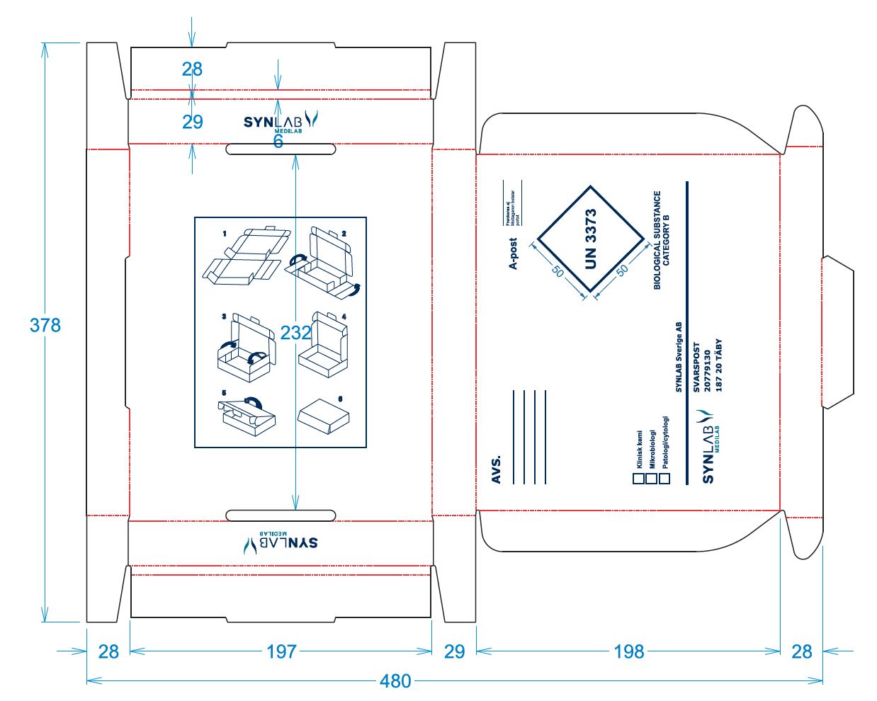 [EESYN001] Svarspost wellbox wellåda Synlab vit/brun 230x195x30 mm 2+0 ca 2600st/pall