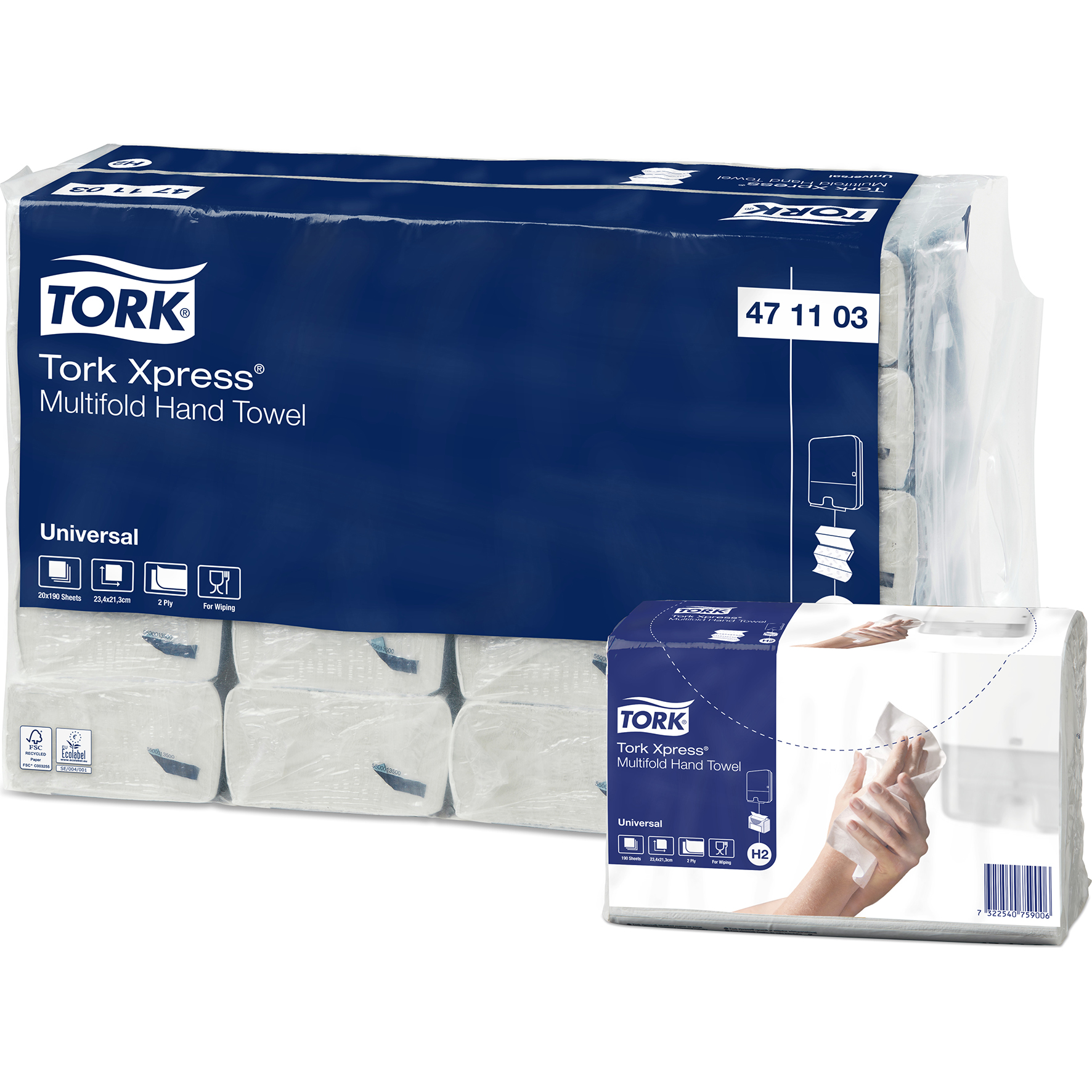 [2522145] Handduk Tork Mfold Uni H2